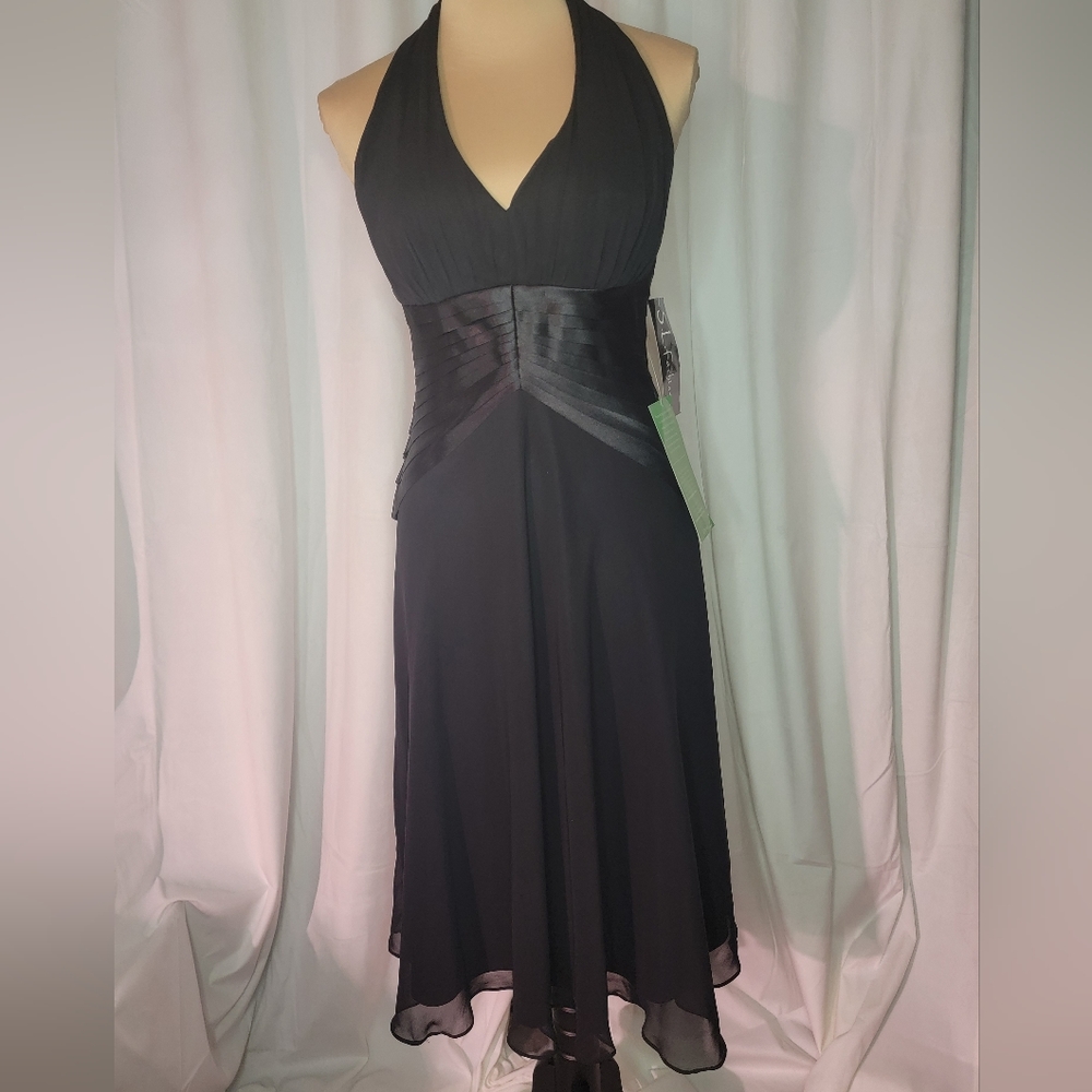 SL Fashions Updated LBD Halter Chiffon Dress